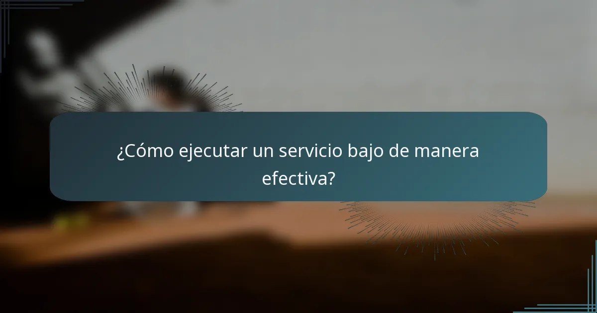 ¿Cómo ejecutar un servicio bajo de manera efectiva?