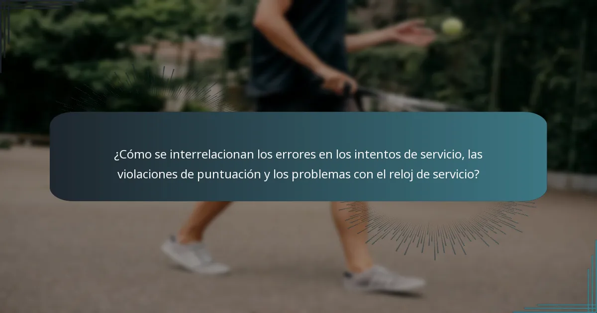 ¿Cómo se interrelacionan los errores en los intentos de servicio, las violaciones de puntuación y los problemas con el reloj de servicio?